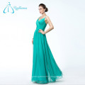 High Quality Criss Cross Floor Length Pleat Green Prom Dress